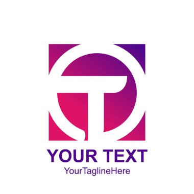 İlk harf T logo şablonu renkli daire kare tasarım iş ve şirket kimliği için