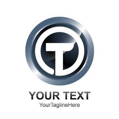 İlk mektup T logo şablonu gümüş siyah daire tasarım iş ve şirket kimliği için renkli