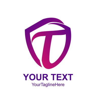 İlk harf T logo şablonu renkli kalkan tasarım iş ve şirket kimliği için