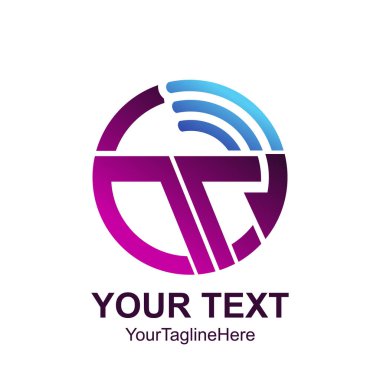 İlk mektup T logo şablonu mor daire sinyal tasarım iş ve şirket kimliği için renkli