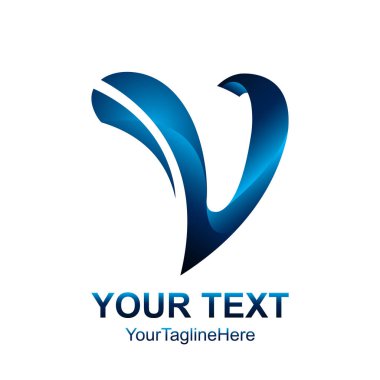 İlk harf V logo şablonu iş ve şirket kimliği için mavi tasarım renkli