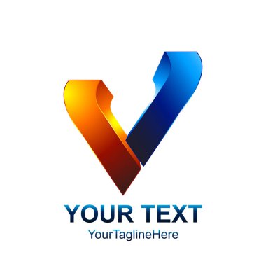 İlk harf V logo şablonu turuncu mavi tasarım iş ve şirket kimliği için renkli