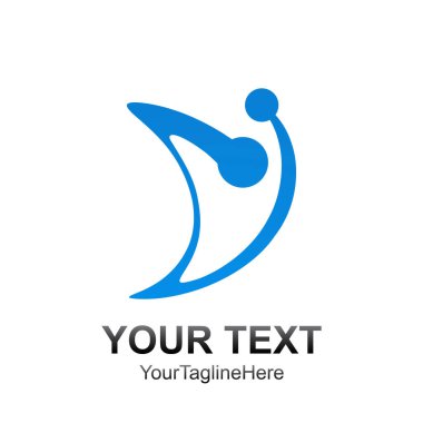 İlk harf V logo şablonu mavili adam tasarım iş ve şirket kimliği için renkli