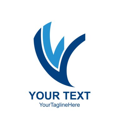 İlk harf V veya Vv logo şablonu iş ve şirket kimliği için mavi tasarım renkli