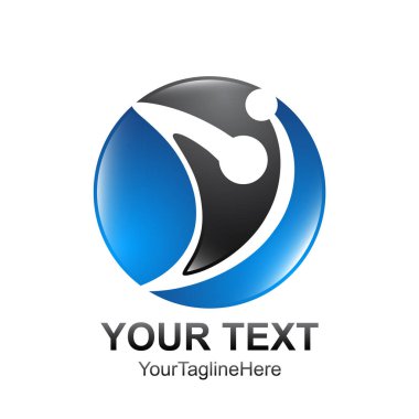 İlk harf V logo şablonu mavi siyah daire tasarım iş ve şirket kimliği için renkli