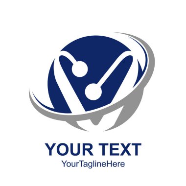 İlk harf V logo şablonu renkli mavi gri daire çizmek için iş ve şirket kimlik swoosh