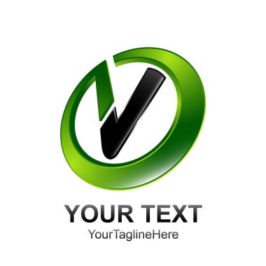 İlk harf V logo şablonu siyah yeşil daire tasarım iş ve şirket kimliği için renkli