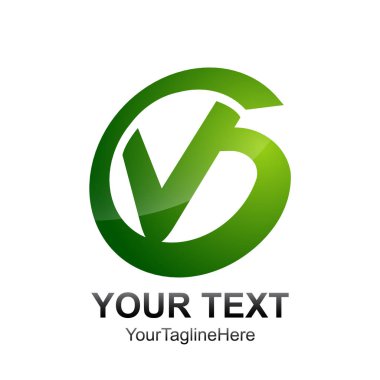 İlk harf V logo şablonu yeşil daire tasarım iş ve şirket kimliği için renkli