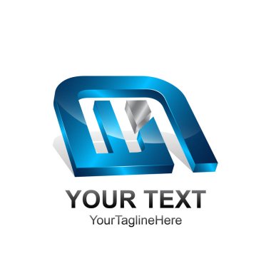 İlk harfi W veya gümüş iş için 3d tasarım ve kurumsal kimlik mavi renkte Wi logo şablonu