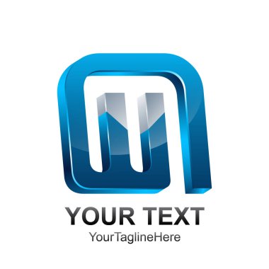 İlk harfi W veya gümüş iş için 3d tasarım ve kurumsal kimlik mavi renkte Wi logo şablonu