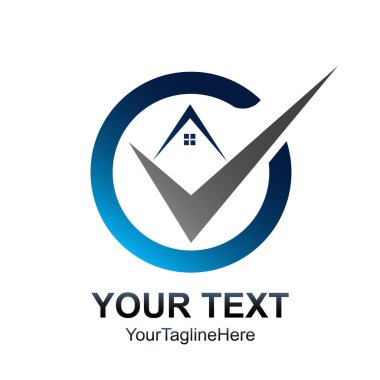 Daire onay ev logo şablonu. Gayrimenkul öğe tasarımı