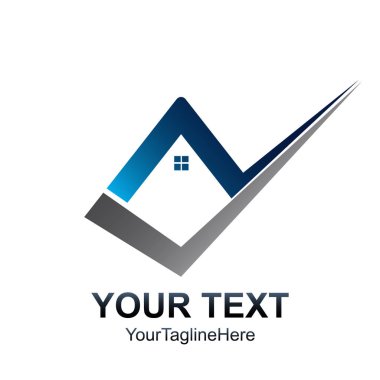 Yaratıcı onay ev logo şablonu. Gayrimenkul öğe tasarımı