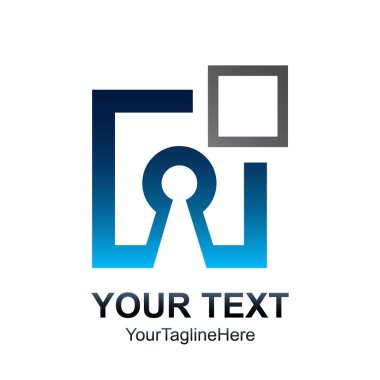 kare anahtar deliği logo şablonu. Kare tasarım öğesi.