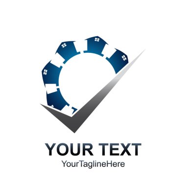 Yaratıcı onay ev logo şablonu. Gayrimenkul öğe tasarımı