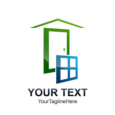Pencere logo şablonu vektör, soyut pencere ve cam vektör iş kutsal kişilerin resmi
