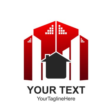 Emlak logo tasarımları iş görsel kimlik için. Evler ve inşaat mimari yapı.