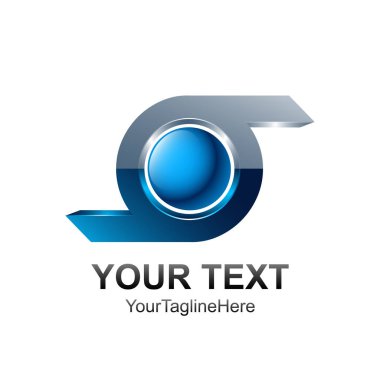 Yaratıcı soyut daire küre vektör logo tasarım şablonu öğesi. Kavramı mavi gümüş renkli simge