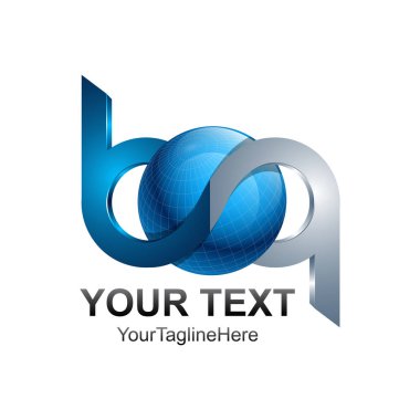 İlk harf Bq logo şablonu gümüş mavi küre tasarımı iş ve şirket kimliği için renkli