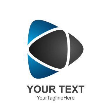 Yaratıcı soyut medya düğme vektör logo tasarım şablonu öğesi oynamak. Kavramı mavi siyah renkli simge