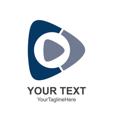 Yaratıcı soyut medya düğme vektör logo tasarım şablonu öğesi oynamak. Kavramı mavi gümüş renkli simge