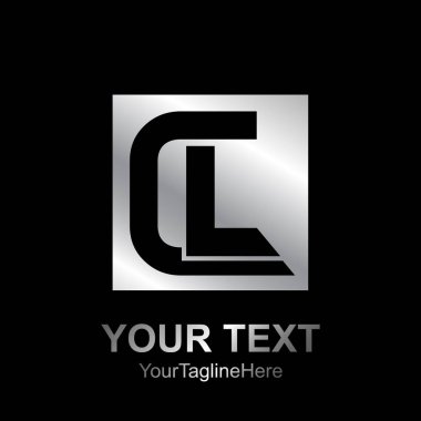 İlk harf Cl logo tasarım şablonu öğesi iş ve şirket kimliği için gümüş siyah kare renkli