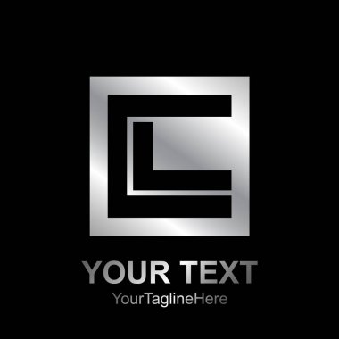 İlk harf Cl logo tasarım şablonu öğesi iş ve şirket kimliği için gümüş siyah kare renkli