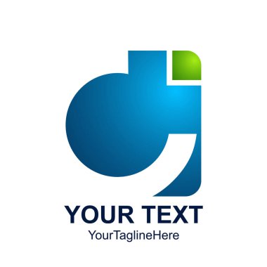 Yaratıcı soyut yuvarlak kare vektör logo tasarım şablonu öğesi. İş ve şirket kimliği için renkli yeşil mavi kare