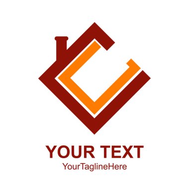 İlk harf Cc logo tasarım şablonu öğe renkli kırmızı turuncu kare çatı için iş ve şirket kimliği