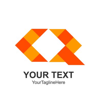 Yaratıcı soyut geometrik kare vektör logo tasarım şablonu öğesi. Renkli portakal kavramı simgesi