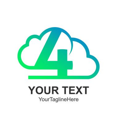 Yaratıcı soyut dördüncü bulut vektör logo tasarım şablonu öğesi. Renkli yeşil kavram simgesi