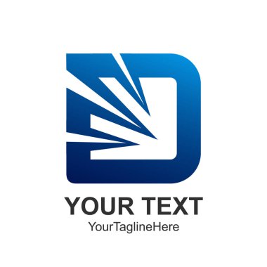 İlk harf D logo tasarım şablonu öğesi iş ve şirket kimliği için mavi renkte