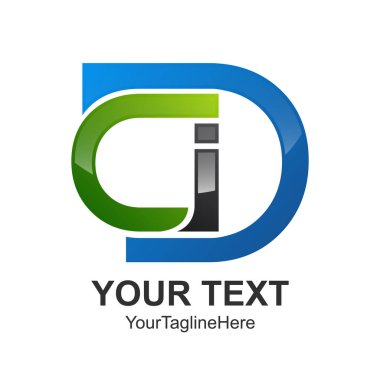 İlk harf CDI logo tasarım şablonu öğesi mavi yeşil iş ve şirket kimliği için siyah renkli