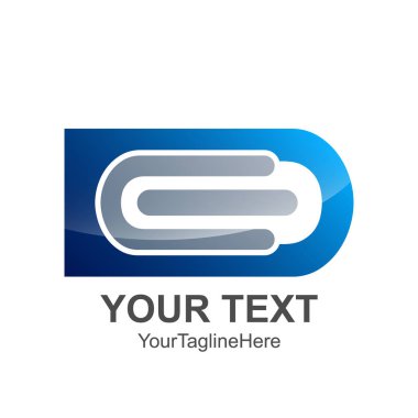 İlk harf De logo tasarım şablonu öğesi iş ve şirket kimliği için mavi renkte