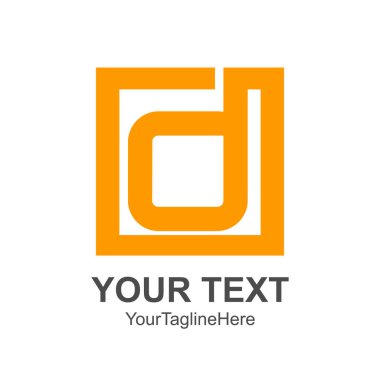 İlk harf D logo tasarım şablonu öğesi iş ve şirket kimliği için sarı kare renkli