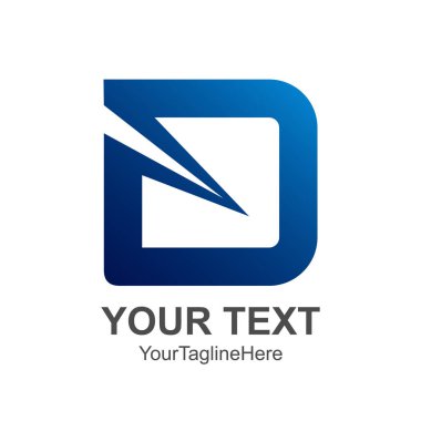 İlk harf D logo tasarım şablonu öğesi iş ve şirket kimliği için mavi renkte