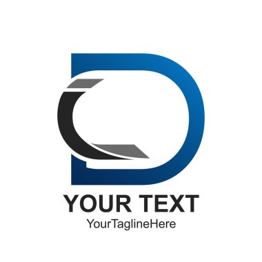 İlk harf D logo şablonu siyah mavi tasarım iş ve şirket kimliği için renkli