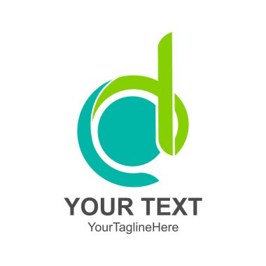 İlk harf D logo şablonu iş ve şirket kimliği için yeşil tasarım renkli