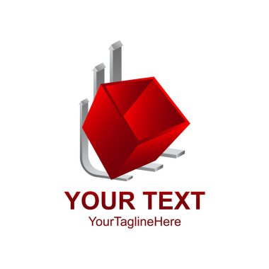 Modern Logo bir stilize 3d küp, küp izometrik, 3d soyut geometrik teknoloji sembolü, birim Logo renkli. 3D vektör tasarımı. Kurumsal kimlik