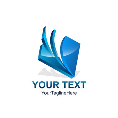 Soyut 3d logo, zarif modern geometrik iş şirket amblemi