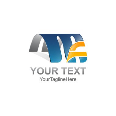 Harf M ve F alfabe ilk logo şablonu andıran tarzı 3d Soyut logo