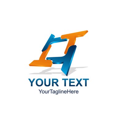 3D stil soyut benzeyen harfler T alfabe ilk logo şablonu logo