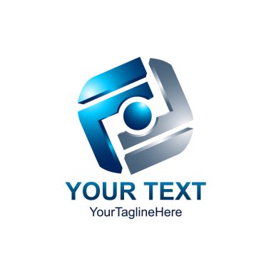 3D stil soyut benzeyen harf F alfabe ilk logo şablonu logo