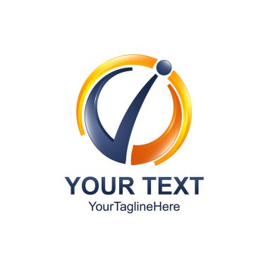 Soyut daire insan logo kavramı iş Şirket için mavi turuncu renkli. Vektör çizim