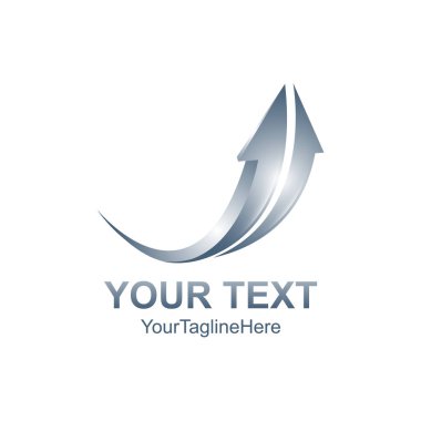 Logo tasarım şablonu Bükülü 3D Swoosh ok. Vektör çizim