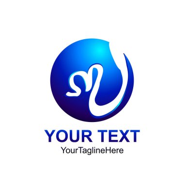 Soyut daire mavi küre vektör logo tasarım şablonu öğesi. Yaratıcı kavramı mavi kutsal kişilerin resmi