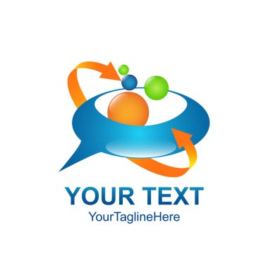 Atom ok bubble logo tasarım şablon öğesi