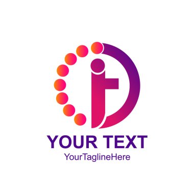 Daire nokta insan mektup ben veya T logo tasarım şablon öğesi