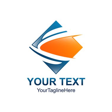 Yaratıcı soyut Meydanı swoosh vektör logo tasarım şablonu öğesi. Renkli portakal kavramı mavi kutsal kişilerin resmi