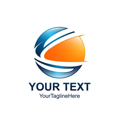 Yaratıcı soyut daire swoosh vektör logo tasarım şablonu öğesi. Renkli portakal kavramı mavi kutsal kişilerin resmi
