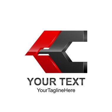 Yaratıcı soyut 3d geometrik ok vektör logo tasarım şablonu öğesi. Renkli kırmızı siyah kavramı simgesi